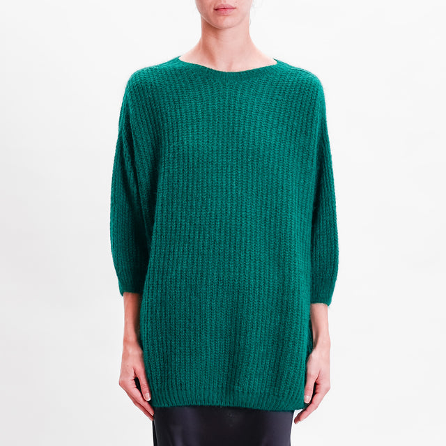 Zeroassoluto-Maglia over misto mohair manica 3/4 - smeraldo