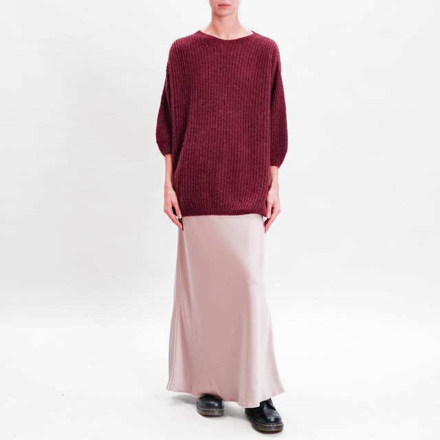 Zeroassoluto-Maglia over misto mohair manica 3/4 - Bordeaux