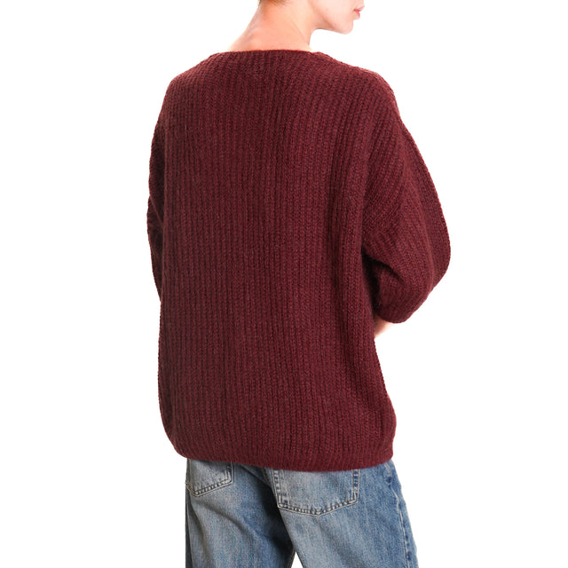 Zeroassoluto-Mohair cardigan with jewel buttons - Bordeaux