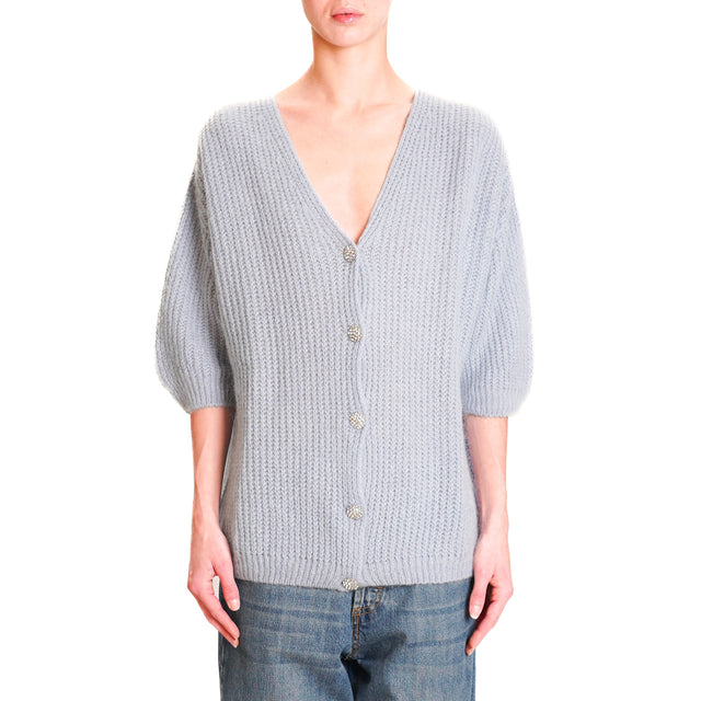 Zeroassoluto-Mohair cardigan with jewel buttons - dust