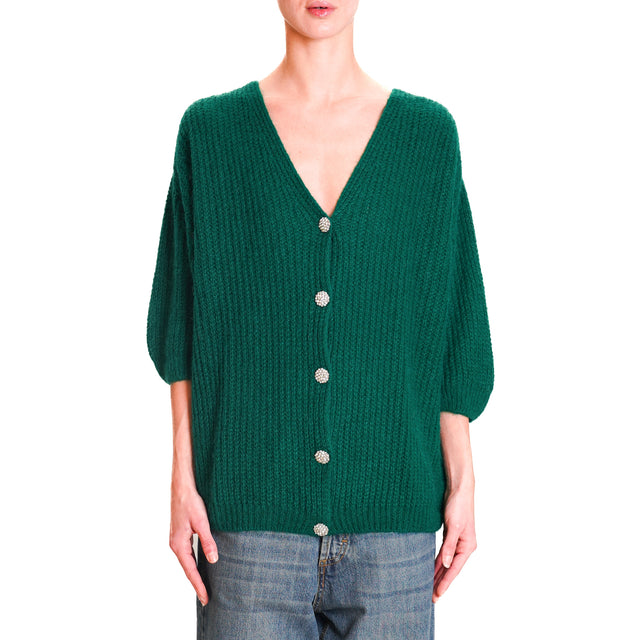 Zeroassoluto-Mohair cardigan with jewel buttons - emerald