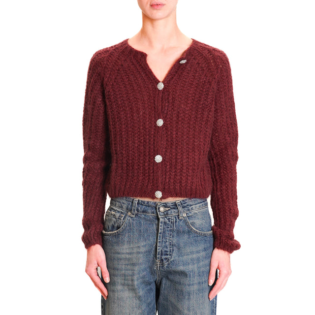 Zeroassoluto-Mohair cardigan with jewel buttons - Bordeaux