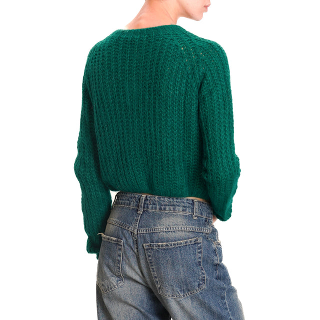 Zeroassoluto-Mohair cardigan with jewel buttons - emerald