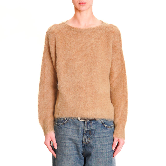 Zeroassoluto-Mohair Crewneck Sweater - Camel