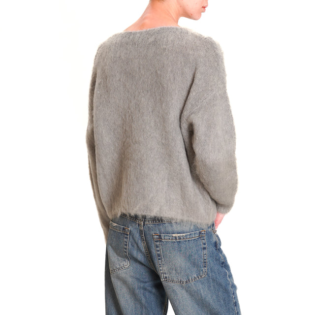 Zeroassoluto-Mohair Crewneck Sweater - Grey