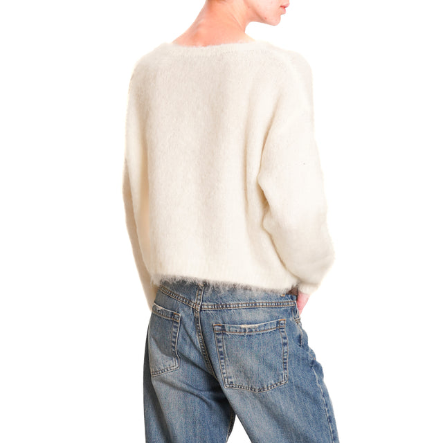 Zeroassoluto-Mohair Crewneck Sweater - Cream