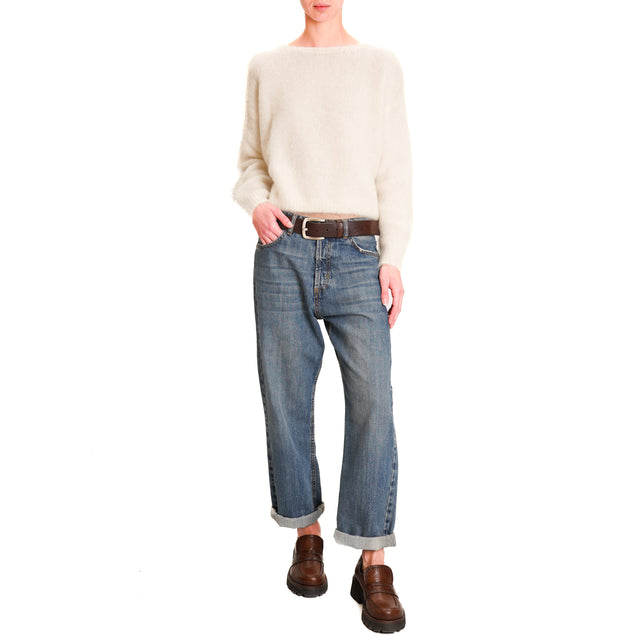 Zeroassoluto-Mohair Crewneck Sweater - Cream