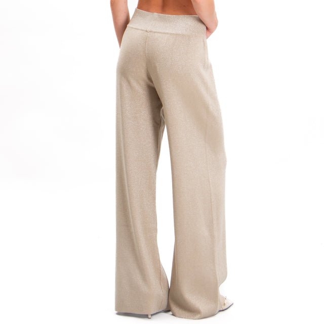 Zeroassoluto-Pantalone lurex in maglia - sand