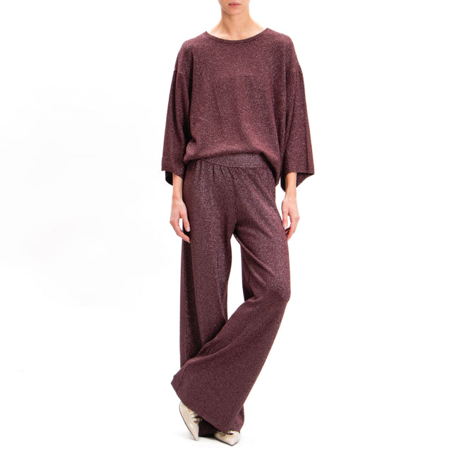 Zeroassoluto-Lurex knitted trousers - wine