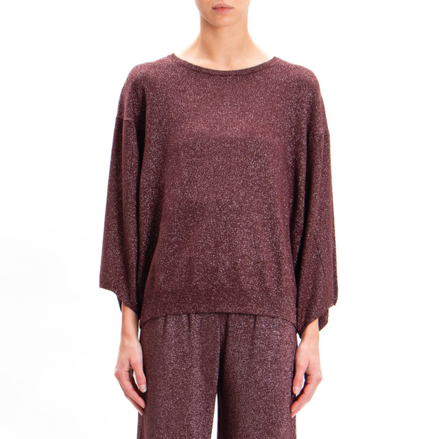 Zeroassoluto-Lurex box sweater wide sleeve - wine