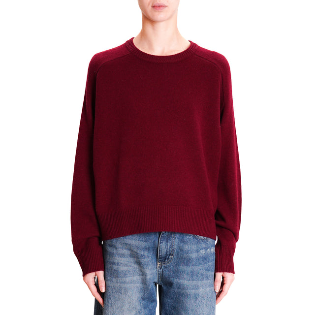 Zeroassoluto-Double Thread Box Sweater 100% SOFT Wool - Bordeaux