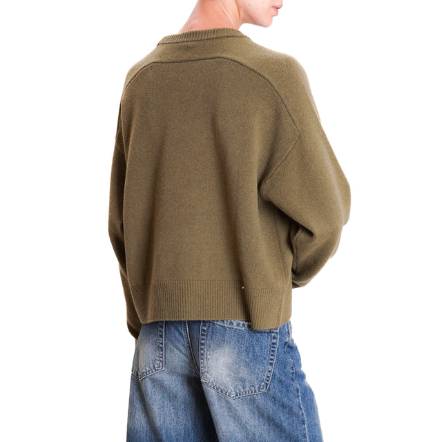 Zeroassoluto-Double thread box sweater 100% SOFT wool - military