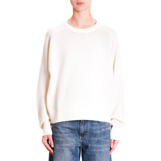 Zeroassoluto-Double thread box sweater 100% SOFT wool - cream