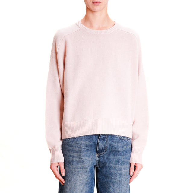 Zeroassoluto-Double thread box sweater 100% SOFT wool - pink