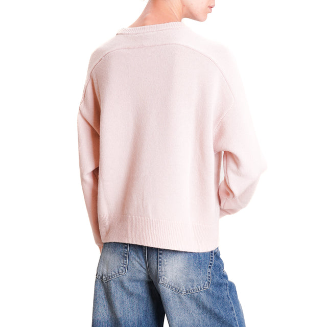 Zeroassoluto-Double thread box sweater 100% SOFT wool - pink