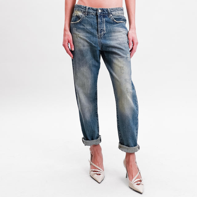 Zeroassoluto-Jeans ISA boyfriend con abrasioni - denim