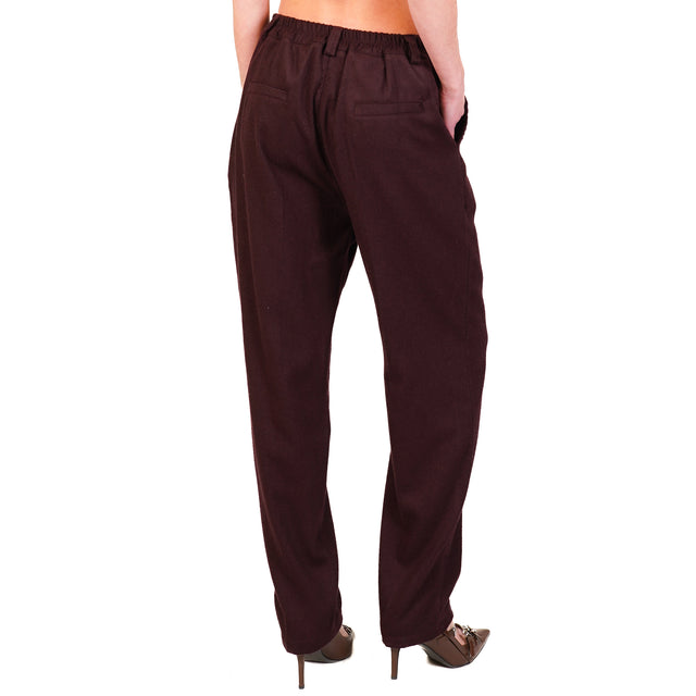 Zeroassoluto-Pantalone IVY flanella elastico dietro - vino