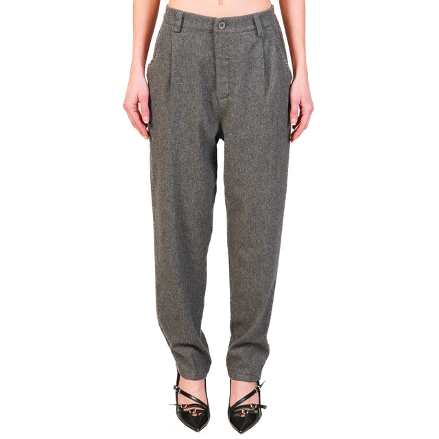 Zeroassoluto-IVY flannel trousers with elastic back - grey