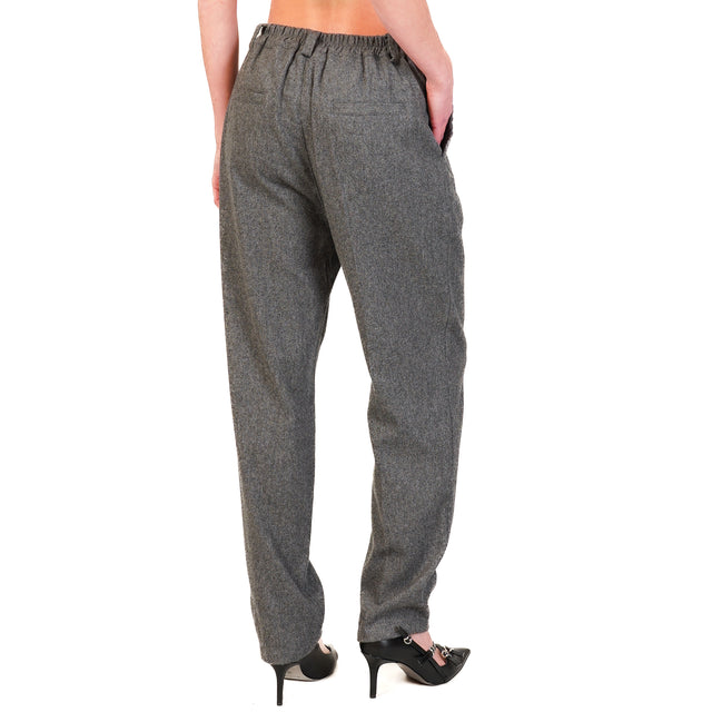 Zeroassoluto-IVY flannel trousers with elastic back - grey