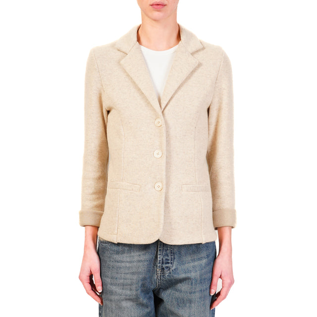 Zeroassoluto-Giacca JOY tessuto in maglia - beige melange/cappuccino