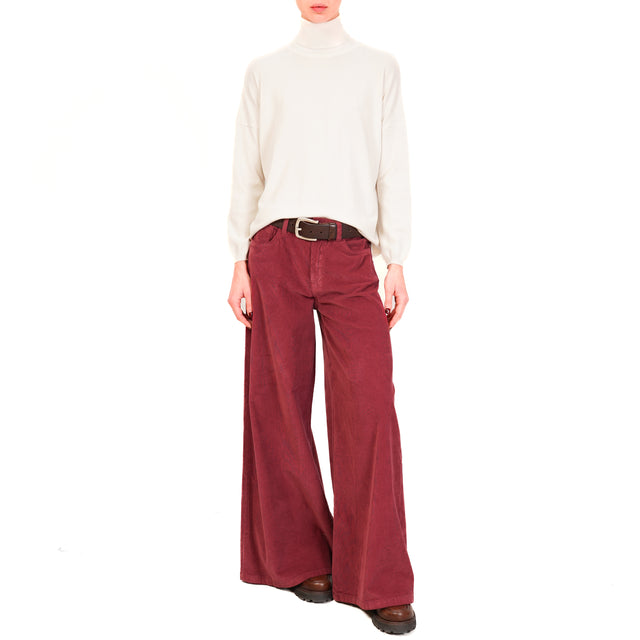 Zeroassoluto-LANY wide leg stretch corduroy trousers - wine