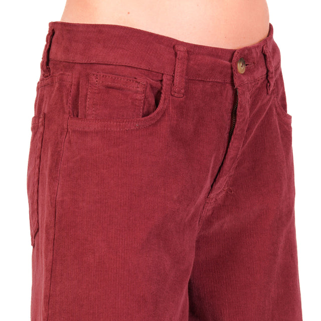 Zeroassoluto-LANY wide leg stretch corduroy trousers - wine