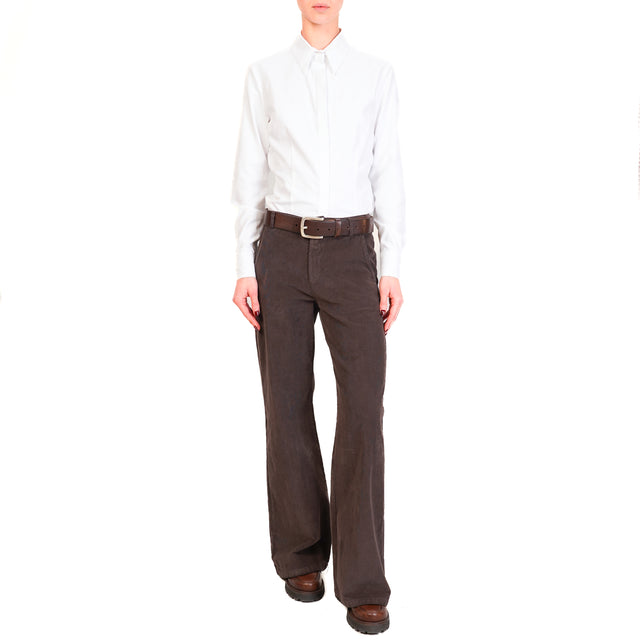 Zeroassoluto-Pantalone LILLY velluto  millerighe elasticizzato  - moro