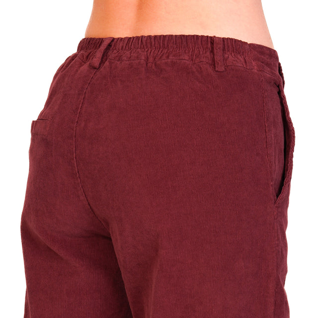 Zeroassoluto-LILLY palazzo trousers in stretch mmillerighe velvet - wine