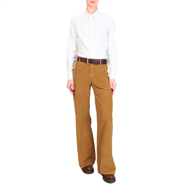 Zeroassoluto-Pantalone LILLY velluto millerighe elasticizzato - humus