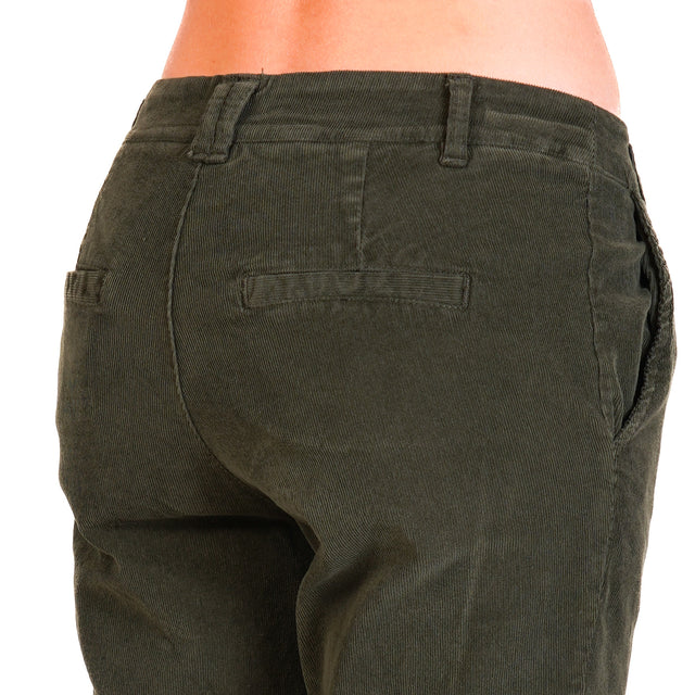 Zeroassoluto-Pantalone LOIS chino velluto millerighe elasticizzato - verde bosco