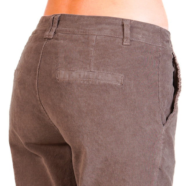 Zeroassoluto-Pantalone LOIS chino velluto millerighe elasticizzato - taupe