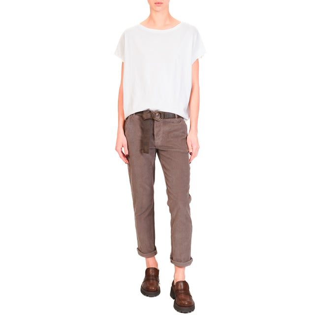 Zeroassoluto-LOIS chino trousers in stretch corduroy - taupe