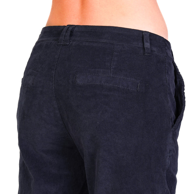 Zeroassoluto-Pantalone LOIS chino velluto millerighe elasticizzato - blu