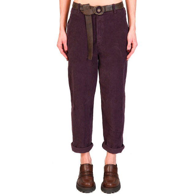 Zeroassoluto-LORY stretch corduroy trousers-burgundy