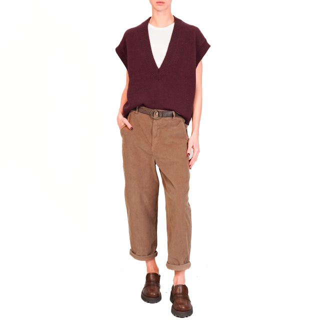 Zeroassoluto-Pantalone LORY velluto millerighe elasticizzato - camel