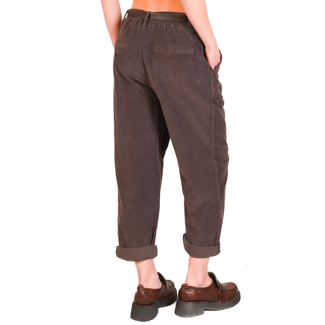 Zeroassoluto-LORY stretch corduroy trousers - dark brown