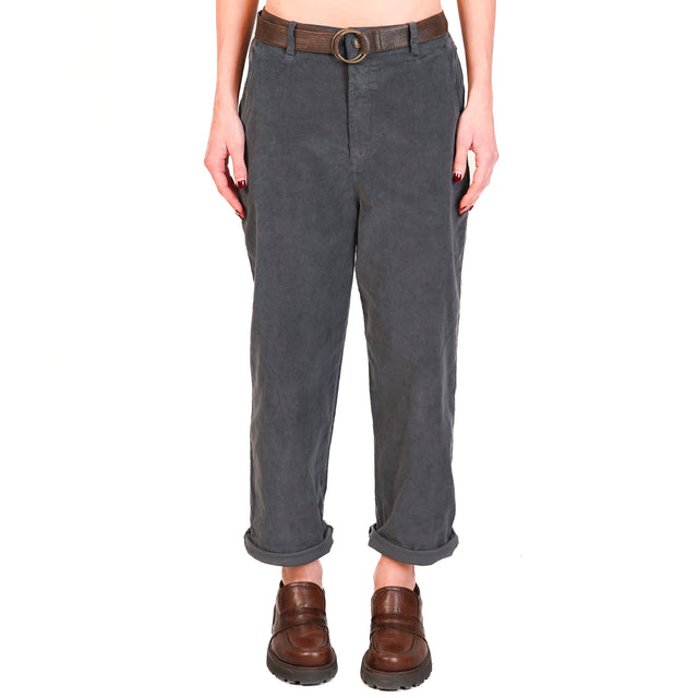 Zeroassoluto-LORY stretch corduroy trousers - lead