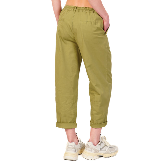 Zeroassoluto-Pantalone LORY baggy cotone elasticizzato - olio