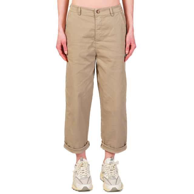 Zeroassoluto-Pantalone LORY baggy cotone elasticizzato - taupe