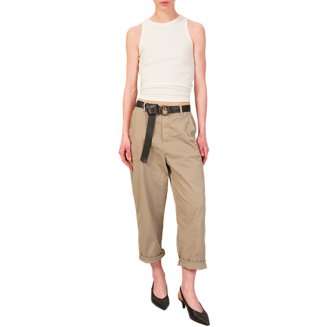 Zeroassoluto-Pantalone LORY baggy cotone elasticizzato - taupe