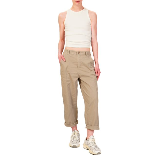 Zeroassoluto-Pantalone LORY baggy cotone elasticizzato - taupe