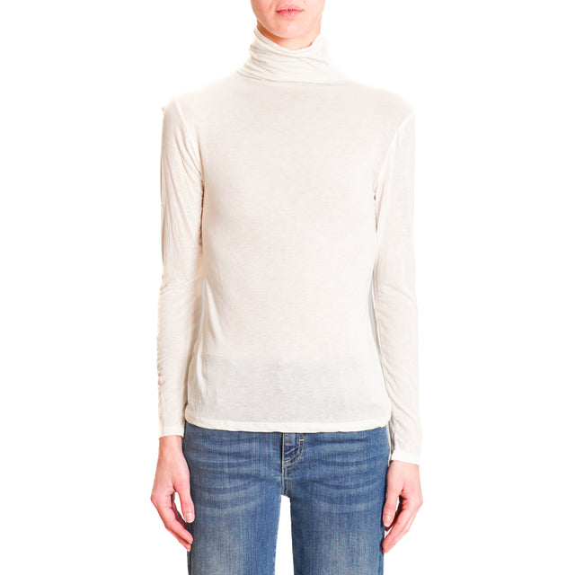 Zeroassoluto-High neck T-shirt cashmere blend - milk