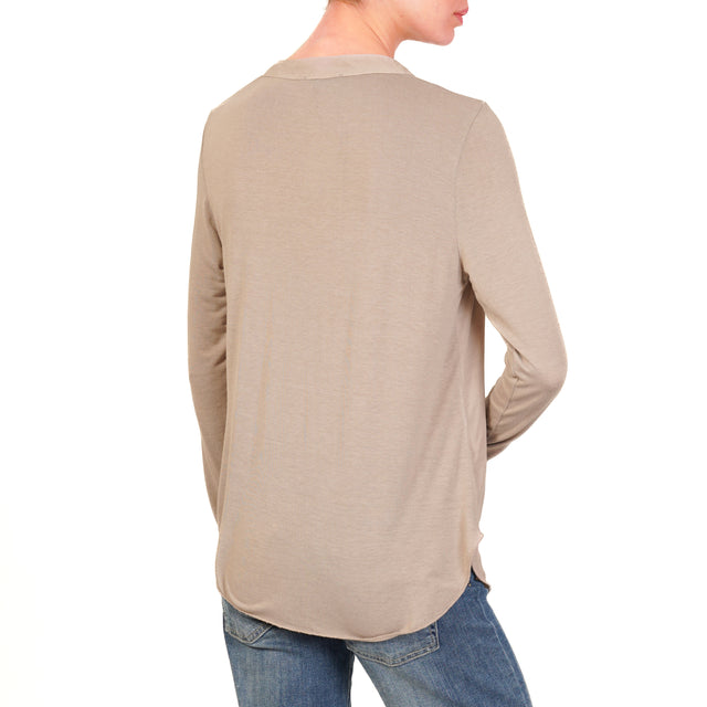 Zeroassoluto-Camicia chester doppio tessuto - taupe