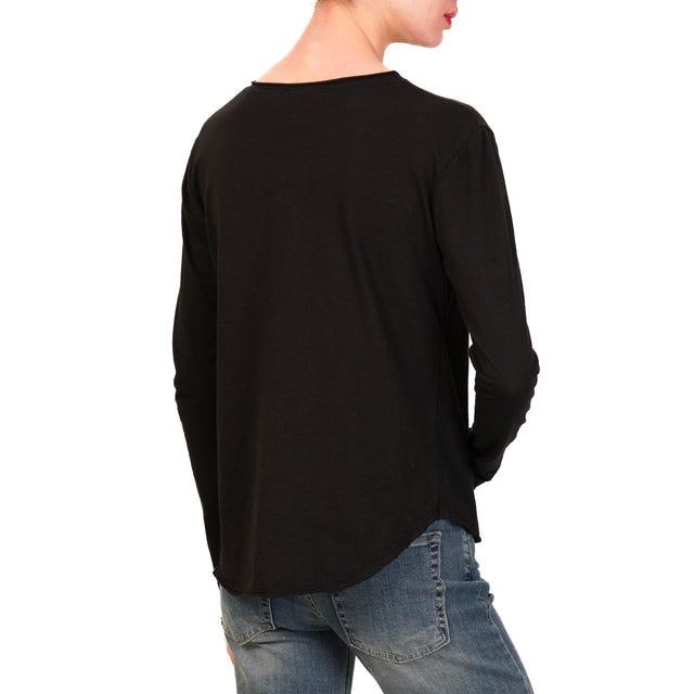 Zeroassoluto-T-shirt girocollo 100% cotone - nero