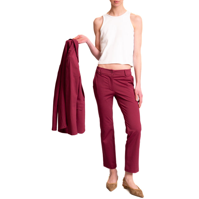 Zeroassoluto-Pantalone BETTY chino punto milano - cherry