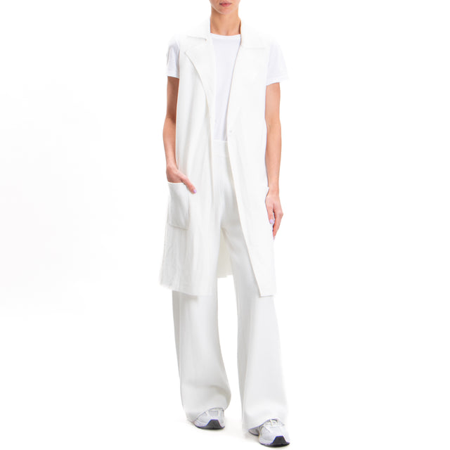 Zeroassoluto-Long vest with pockets - off white