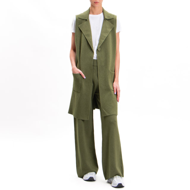 Zeroassoluto-Long vest with pockets - military