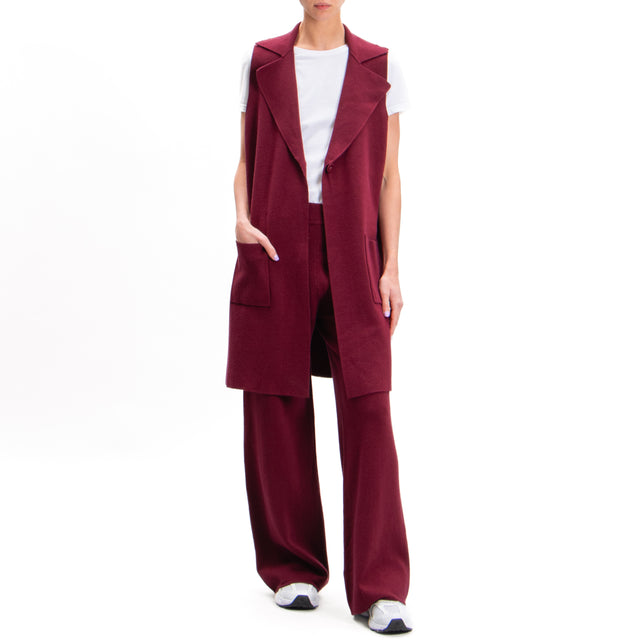 Zeroassoluto-Long vest with pockets - wine