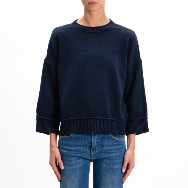 Zeroassoluto-Ribbed Crewneck Sweater - Blue