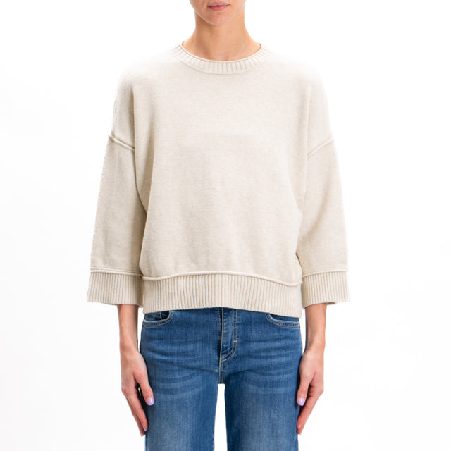 Zeroassoluto-Ribbed Crewneck Sweater - Chalk